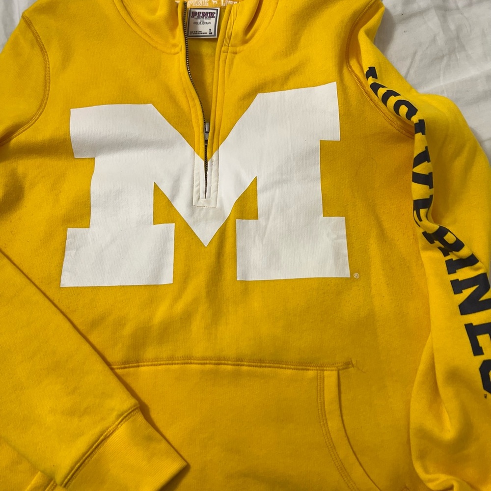 Yellow half zip fleece Pink by Victorias Secret, size Large